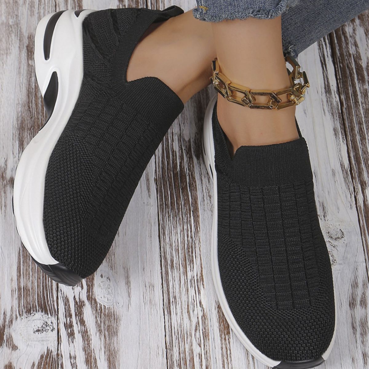 Round Toe Mesh Slip-Ons