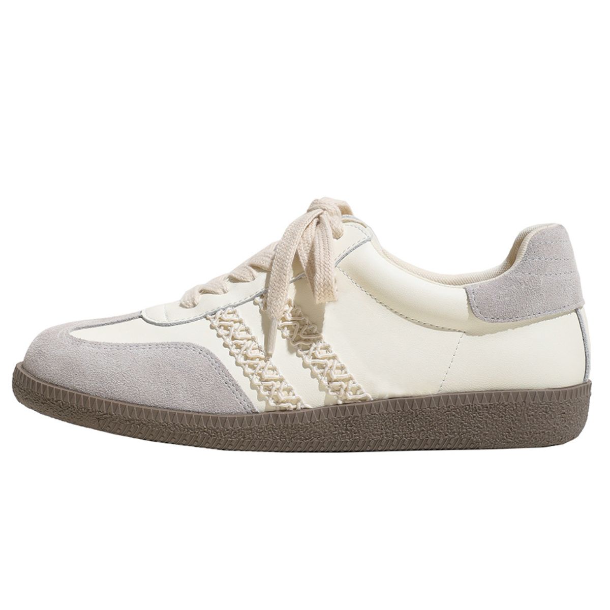 Lace Up PU Leather Round Toe Flats Sneakers