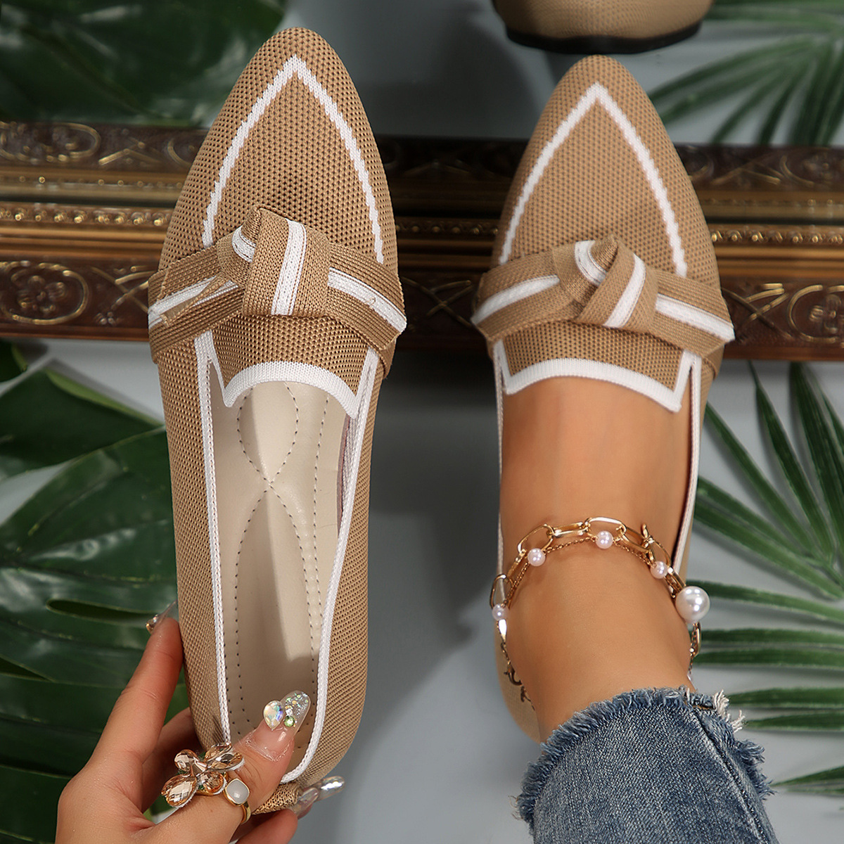 Point Toe Mesh Flat Slip-Ons