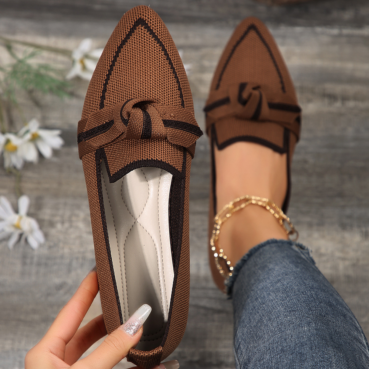 Point Toe Mesh Flat Slip-Ons
