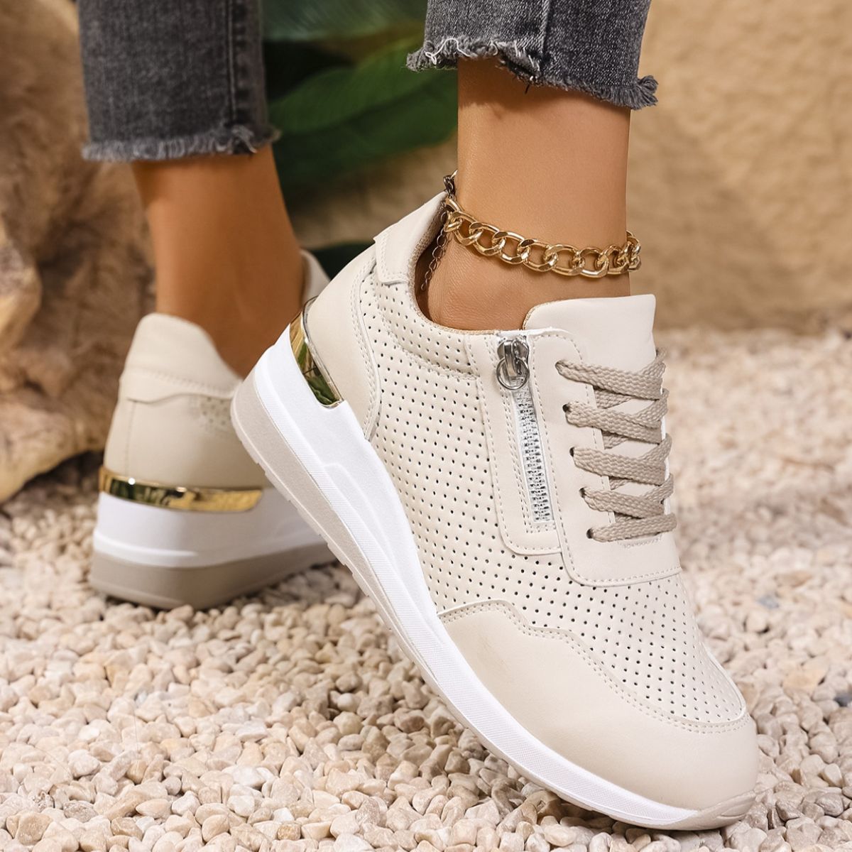 Lace Up Wedge Sneakers