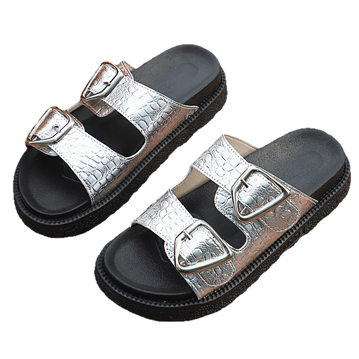 Double Buckle Platform Sandals
