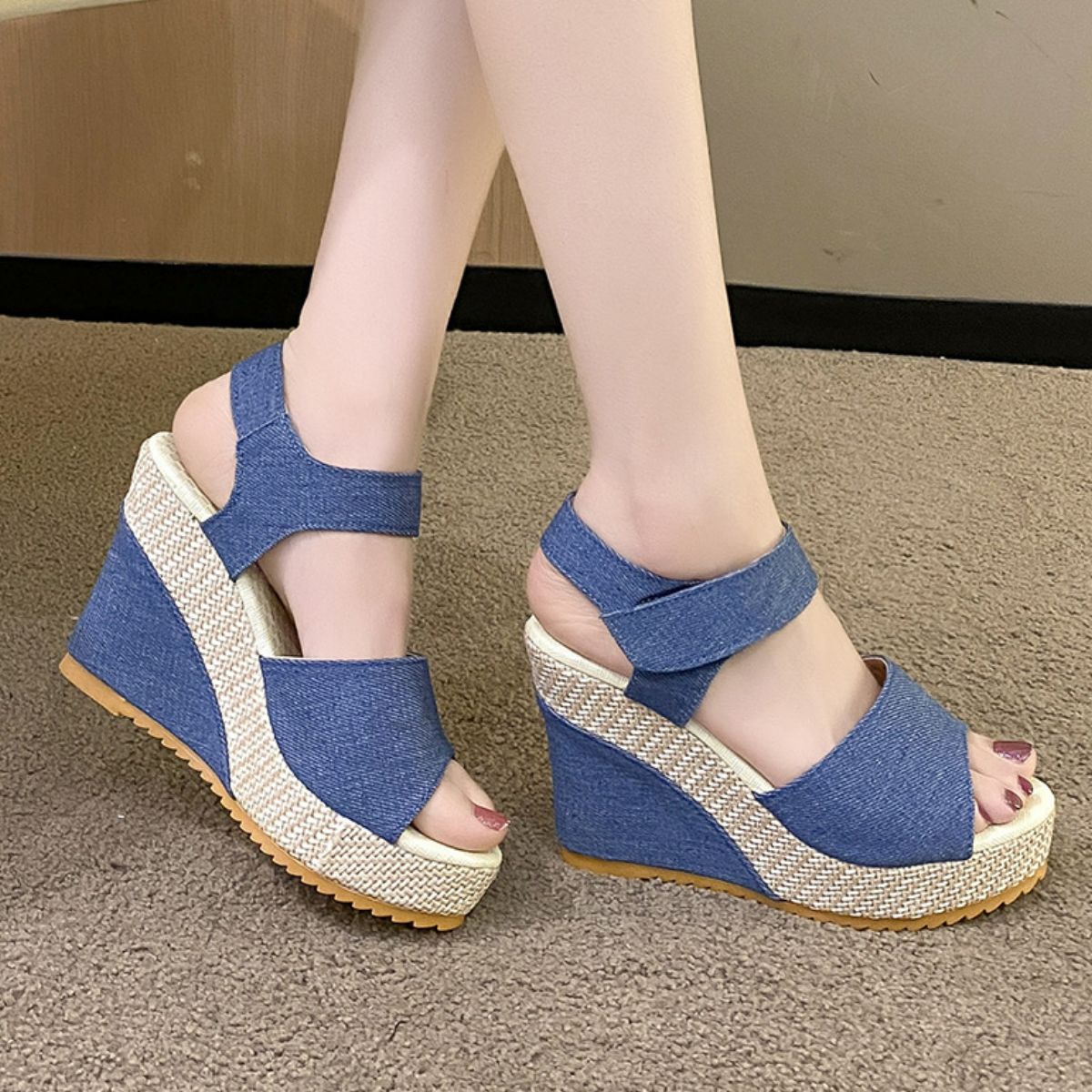Peep Toe Wedge Sandals