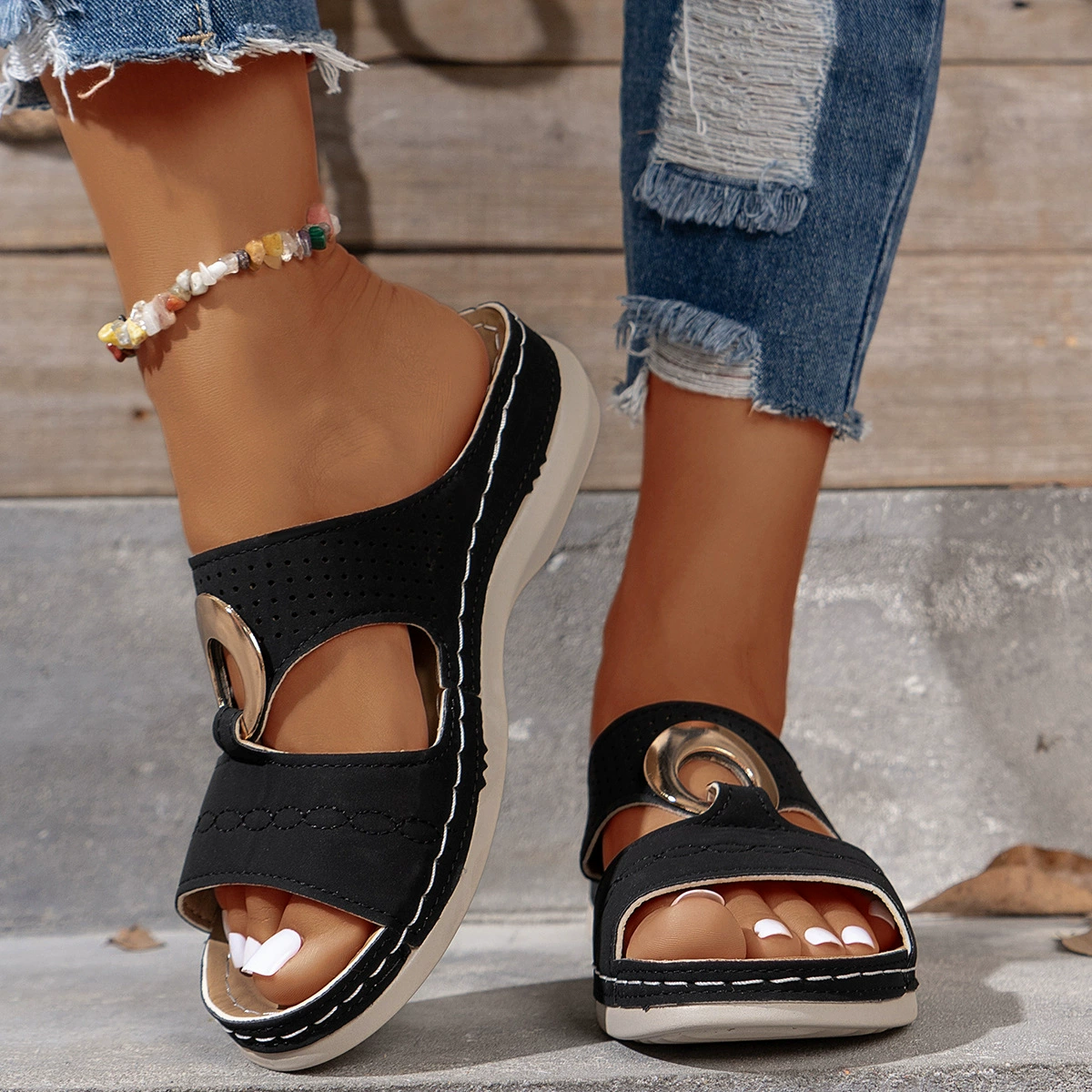 Cutout Open Toe Sandals