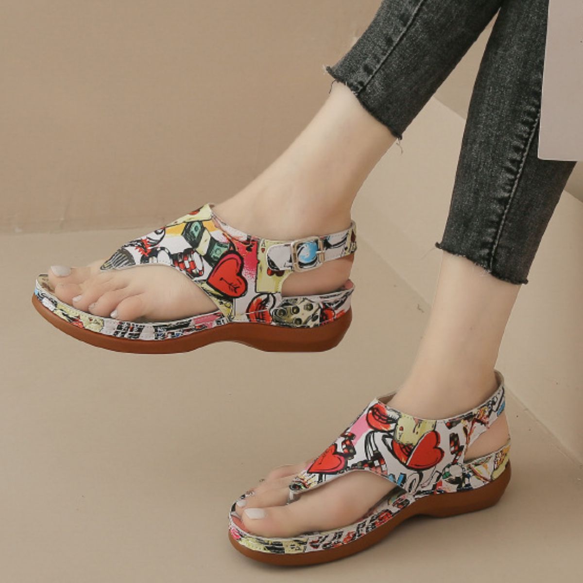Toe Post Wedge Sandals
