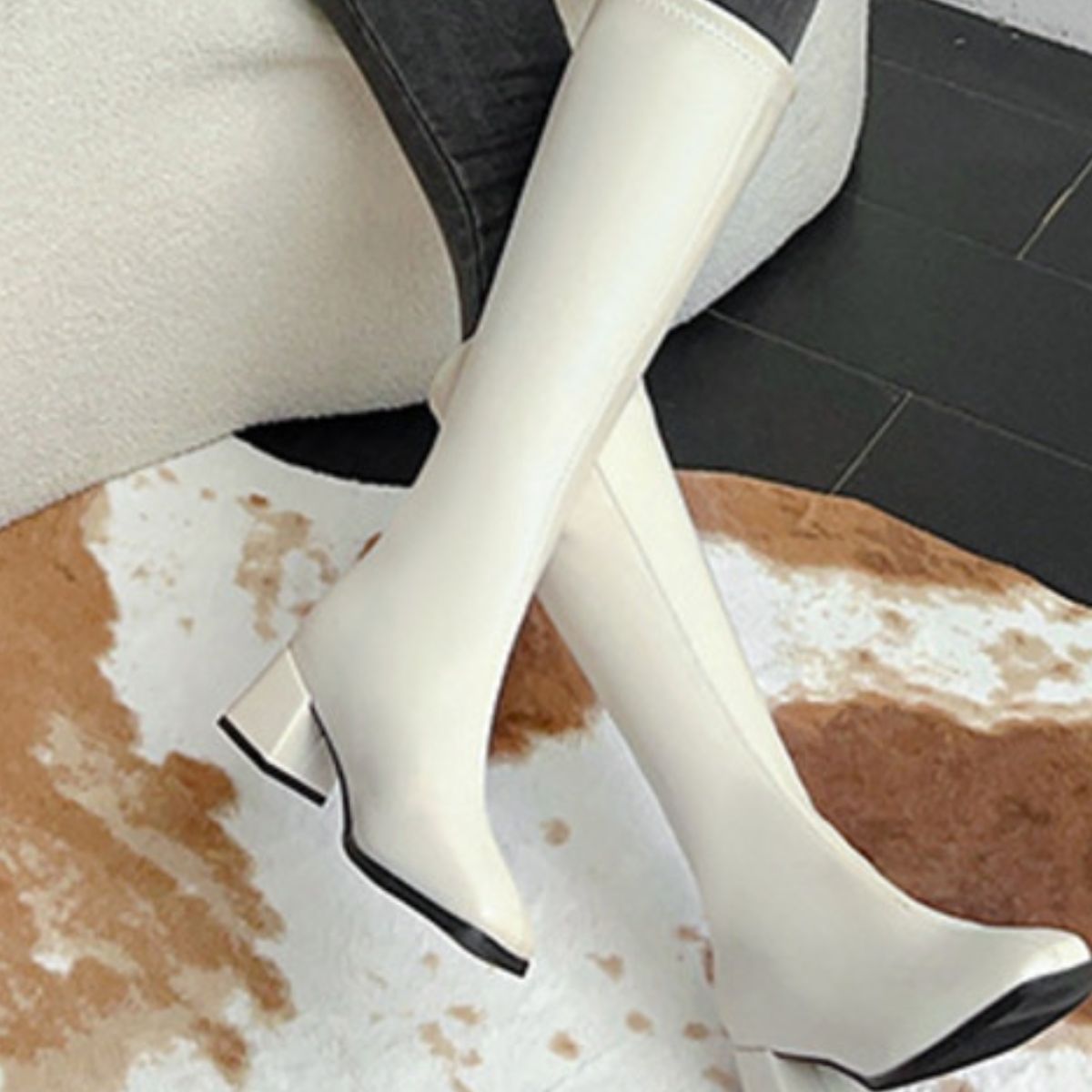 Square Toe Block Heels Boots