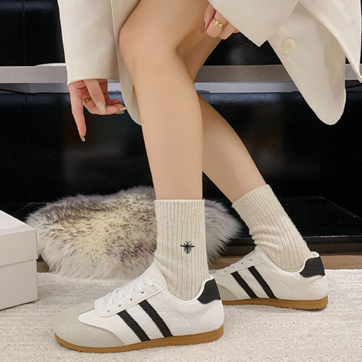 Striped Lace Up Casual Sneakers