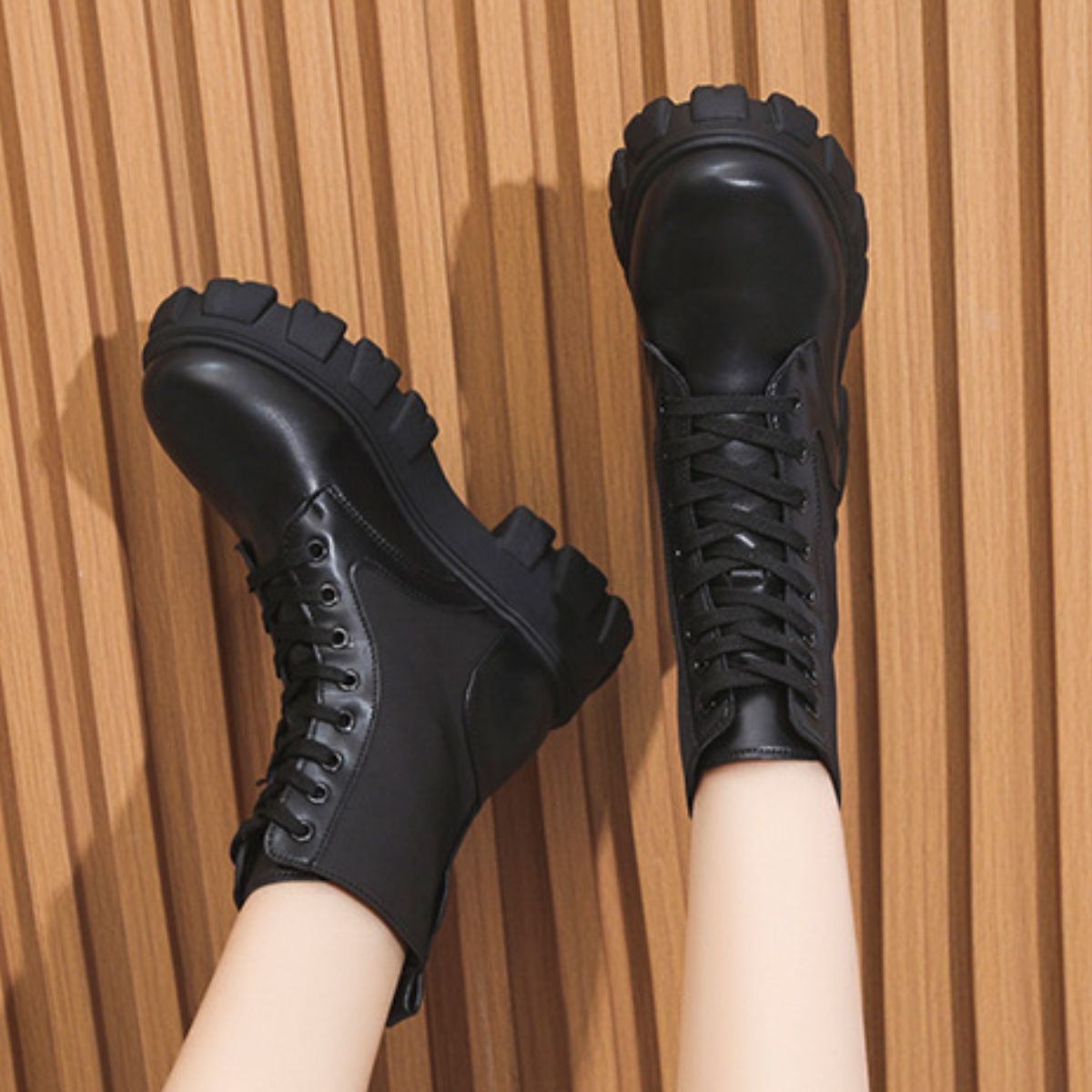 Lace Up Platform Ankle Boots