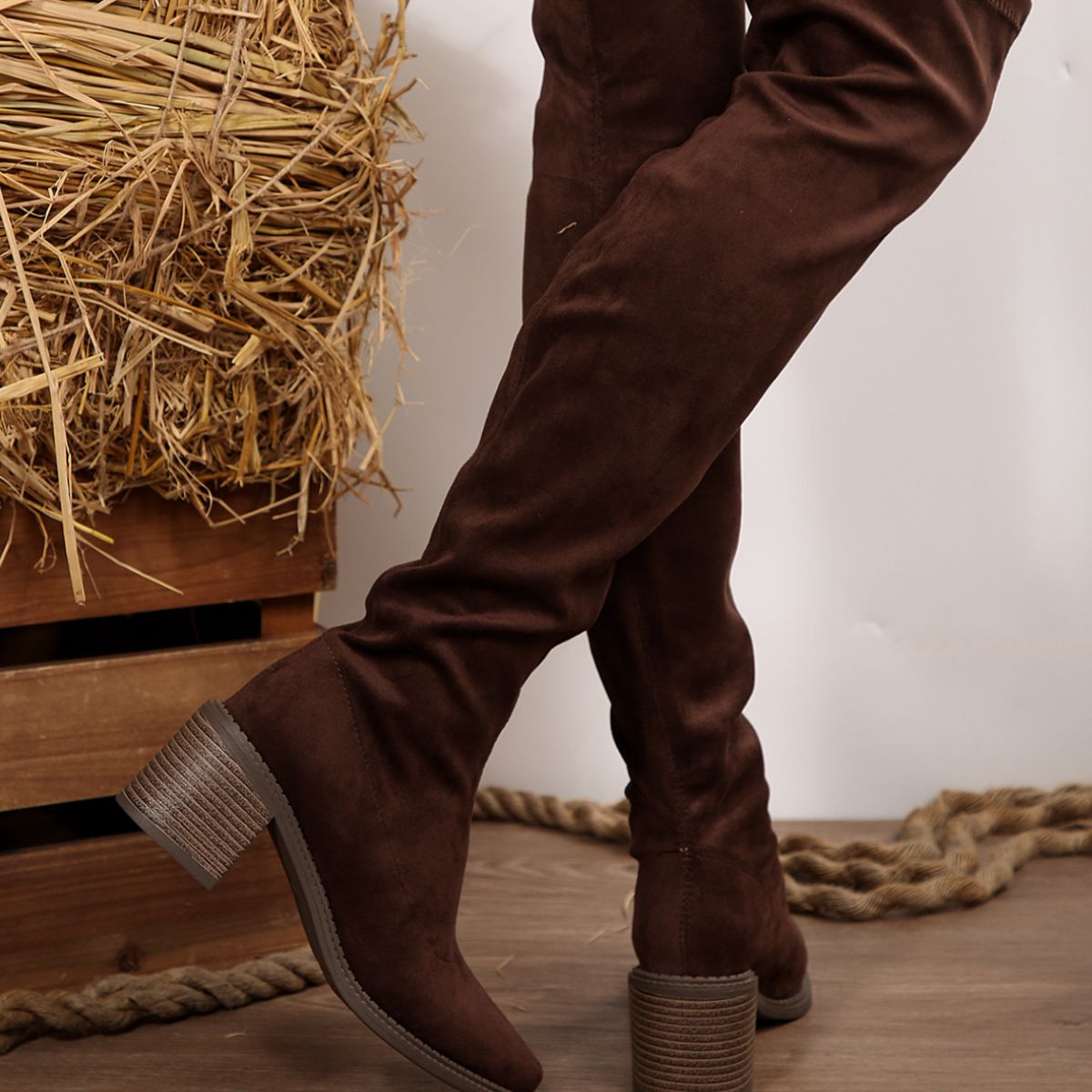 Point Toe Block Heels Boots