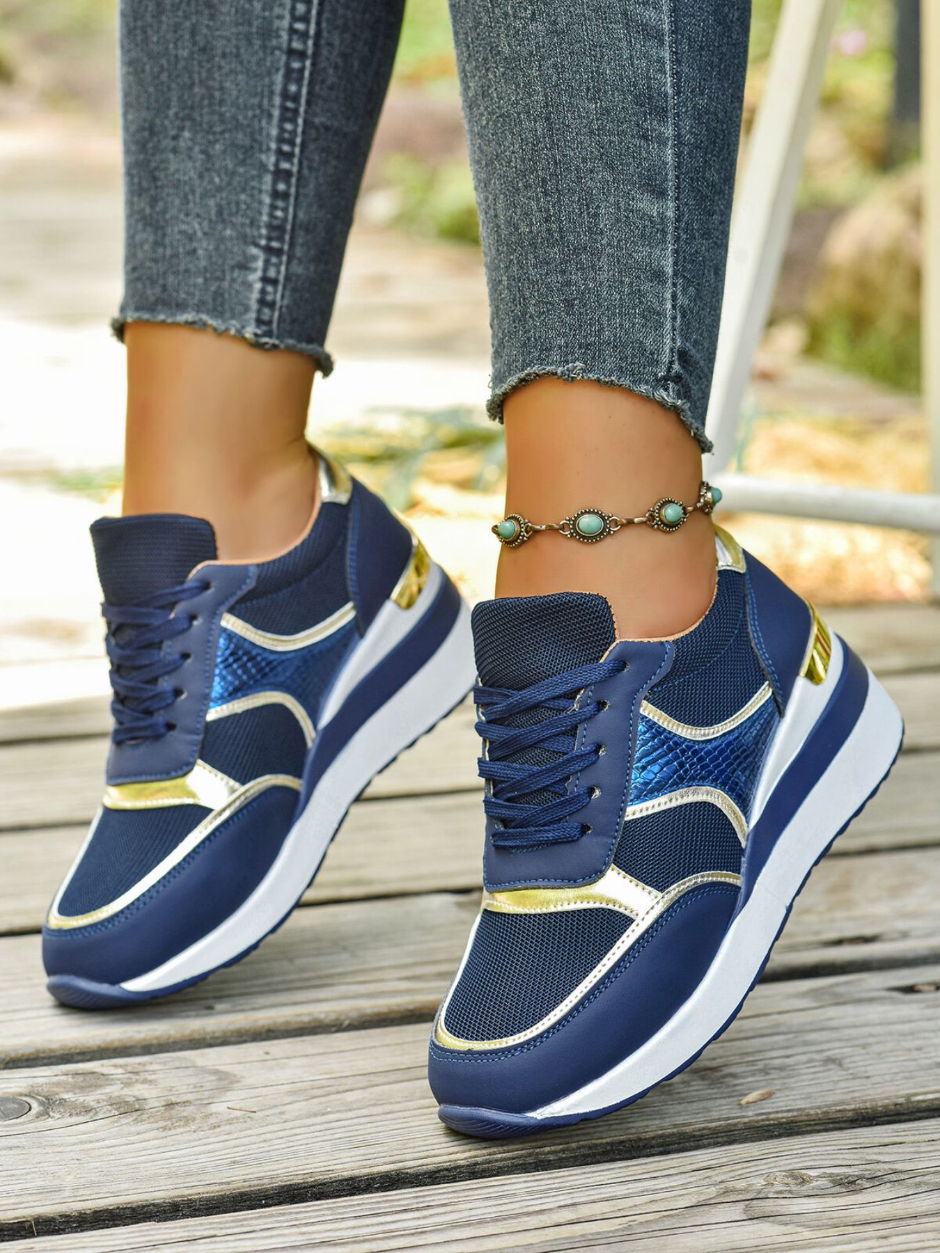 Lace Up Wedge Sneakers