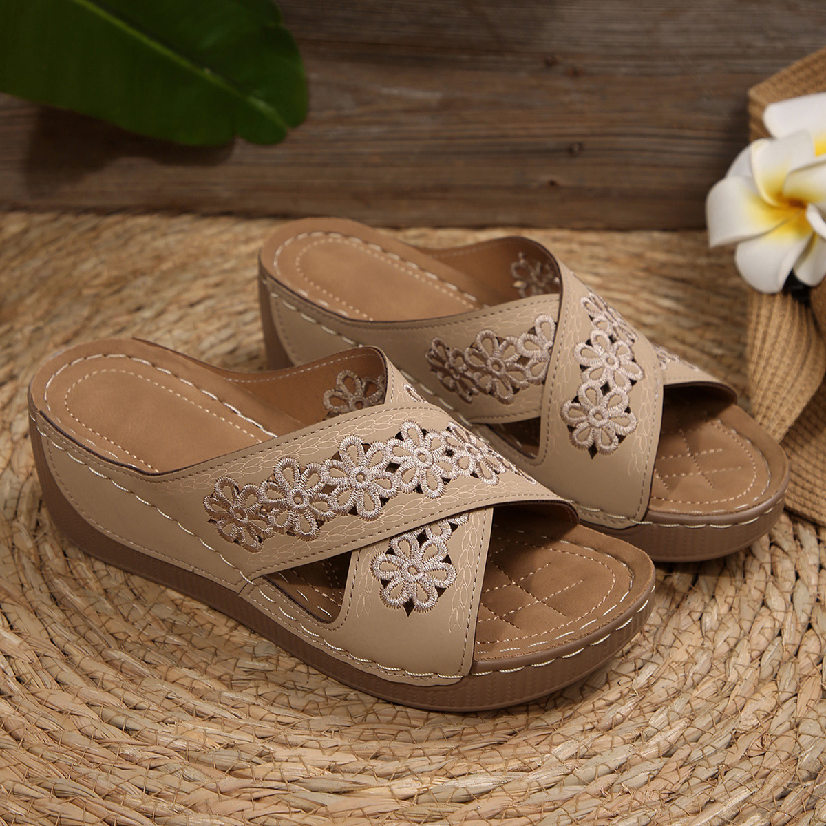 Peep Toe Wedge Sandals