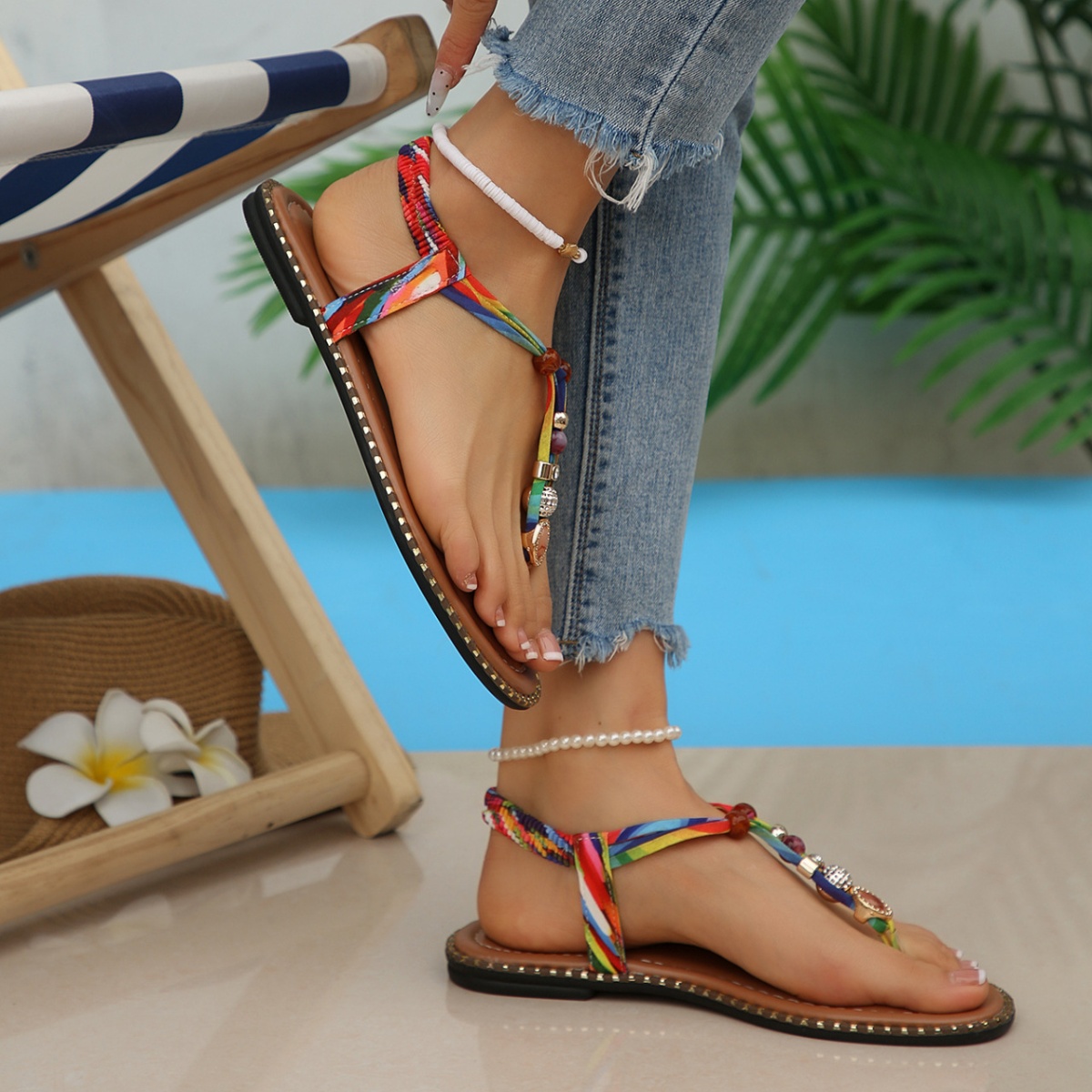 Toe Post Sandals with Ankle Strap