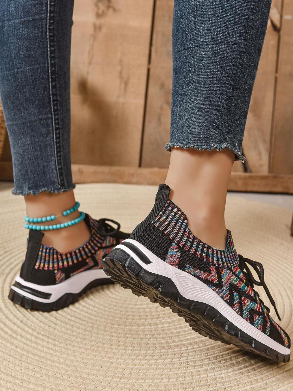 Mesh Knit Lace Up Athletic
