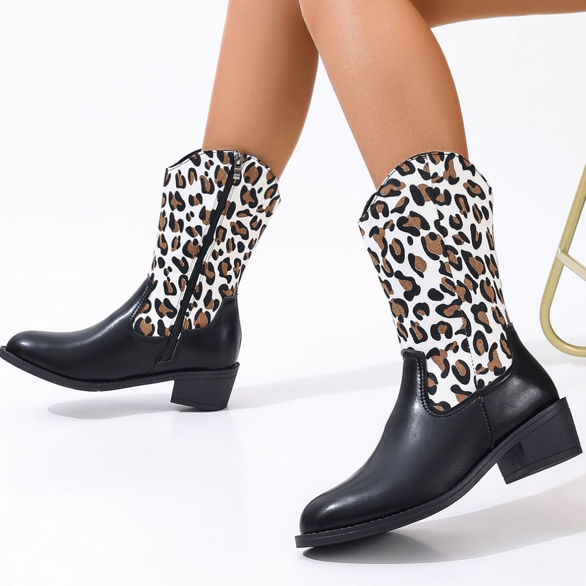 Point Toe Block Heels Boots