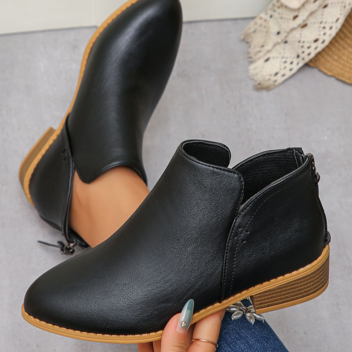 Point Toe Block Heels Boots