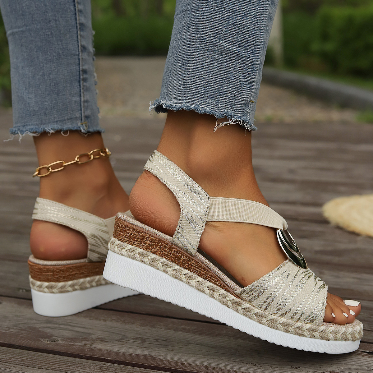 Peep Toe Wedge Sandals