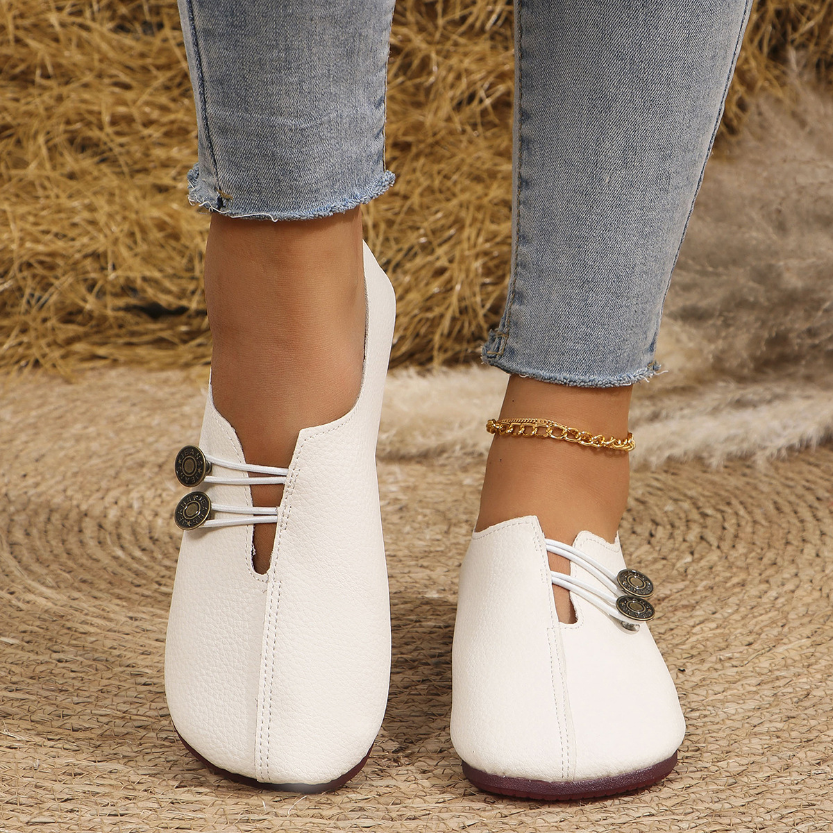 Round Toe Flat Slip-Ons