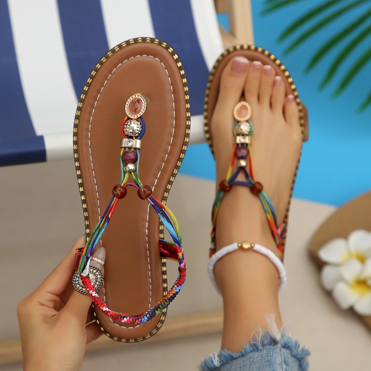 Toe Post Sandals with Ankle Strap