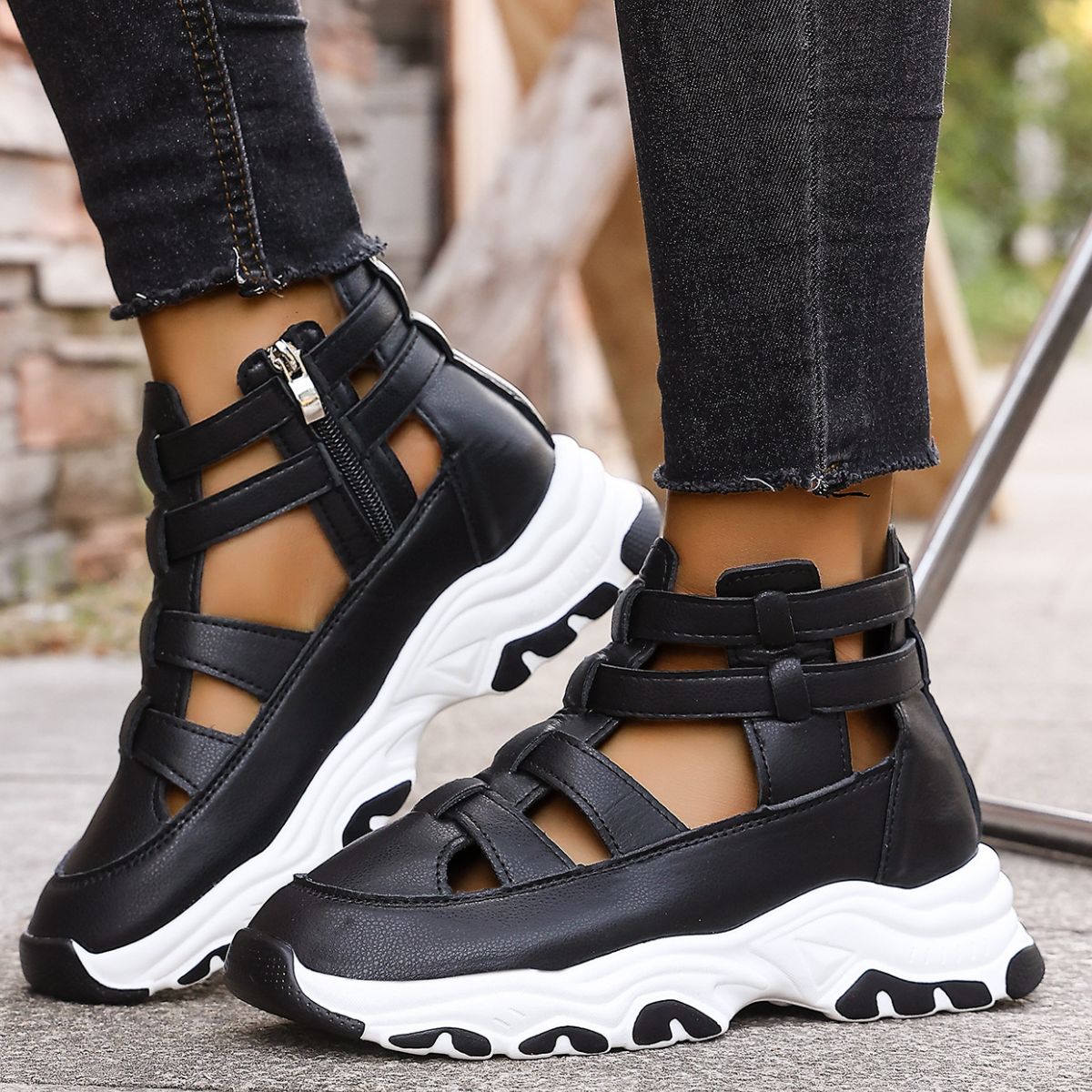 Cutout Platform Sneakers