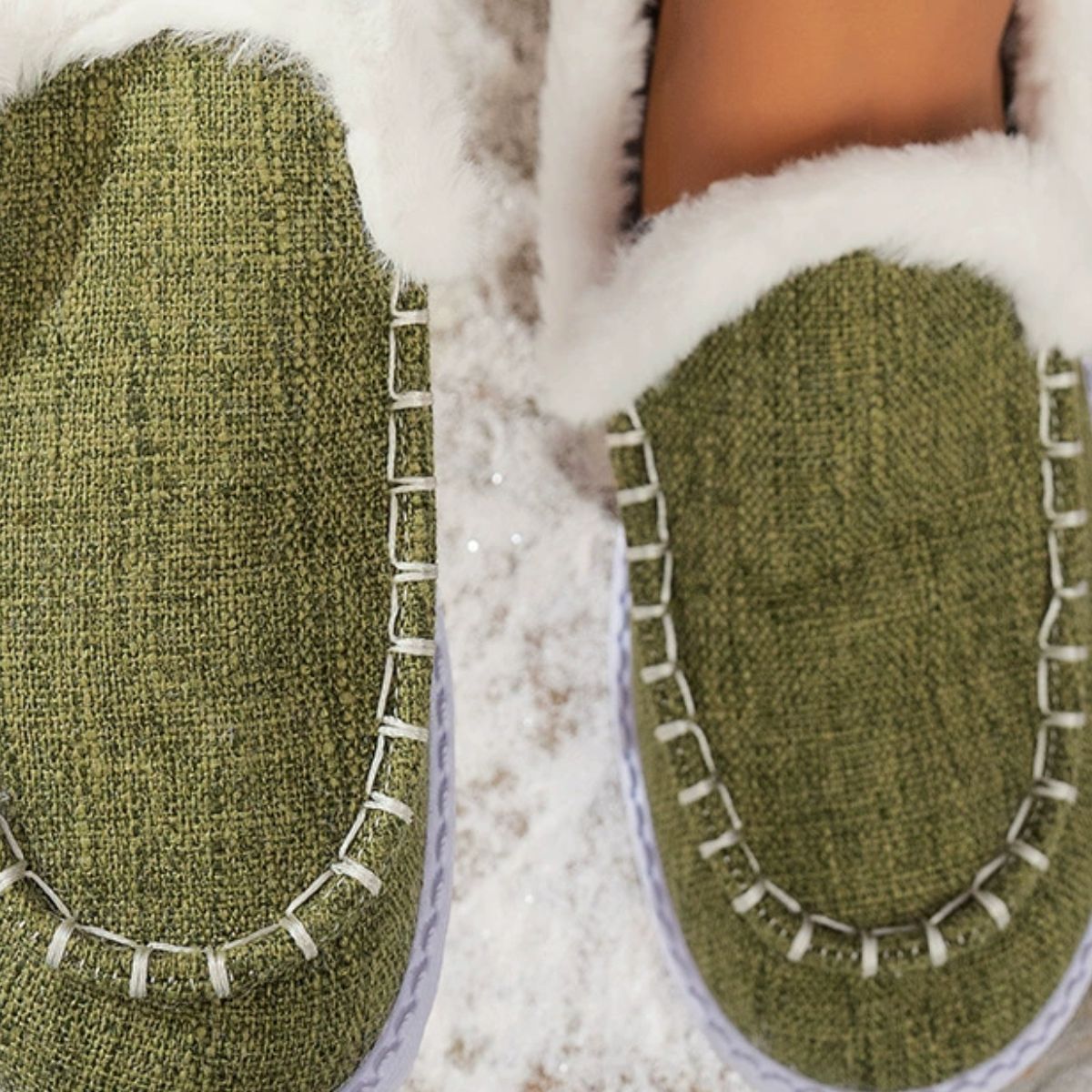 Faux Fur Lined Round Toe Shoes