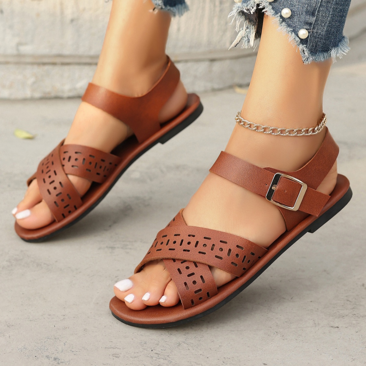 Crisscross Ankle Strap Sandals