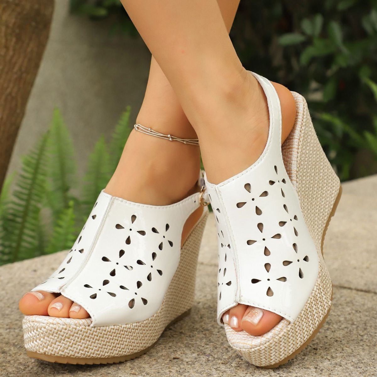 Peep Toe Wedge Sandals