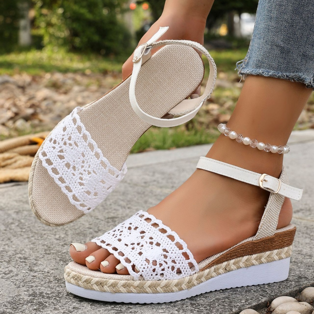 Crochet Espadrille Platform Sandals