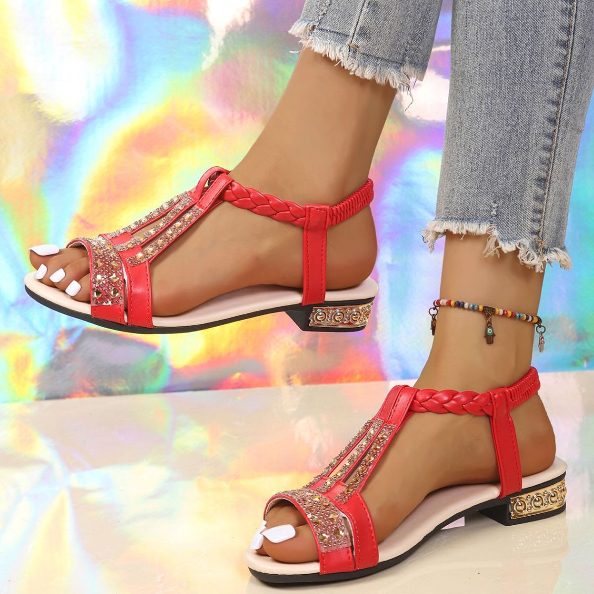 Open Toe Block Heels Sandals