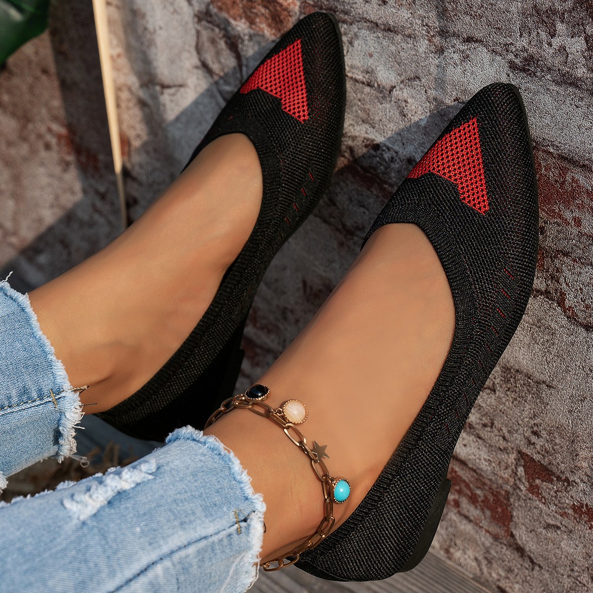 Mesh Point Toe Flat Slip-Ons