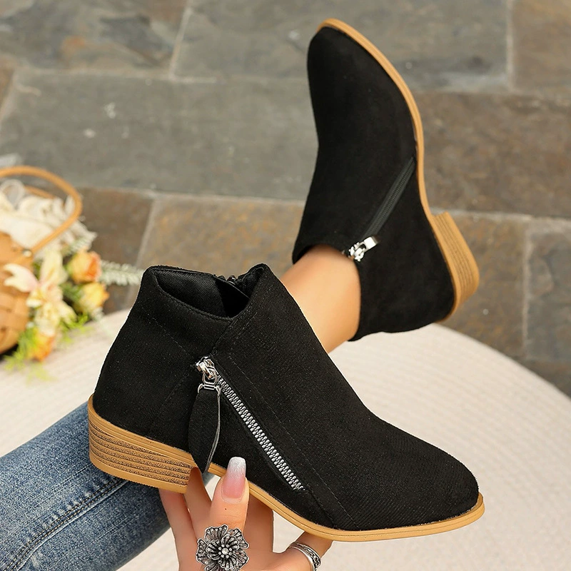 Point Toe Block Heels Boots