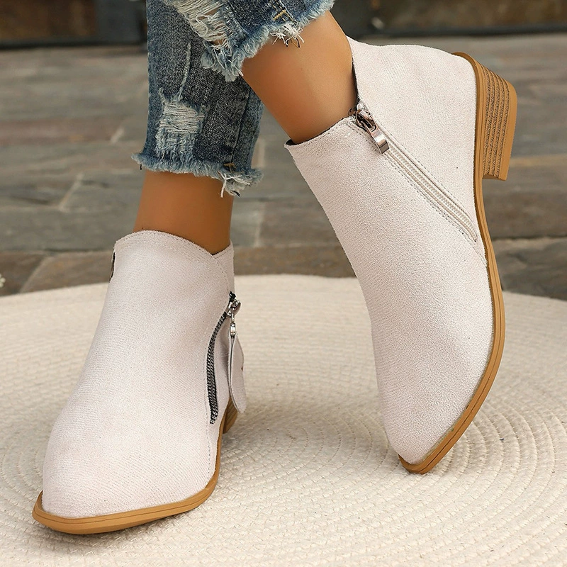 Point Toe Block Heels Boots