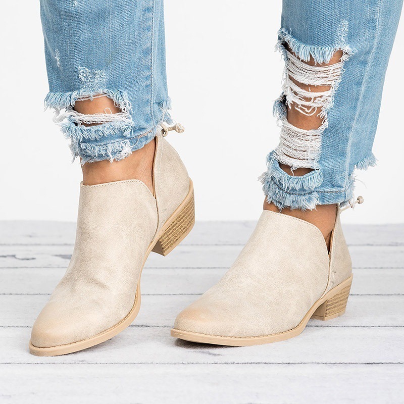 Point Toe Block Heels Boots