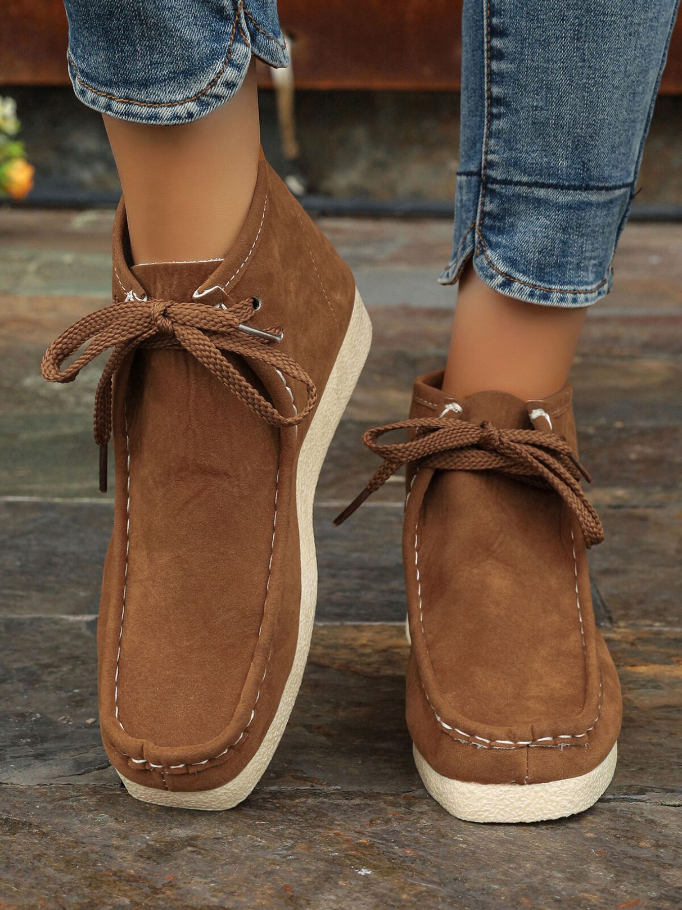 Lace Up Wedge Ankle Boots