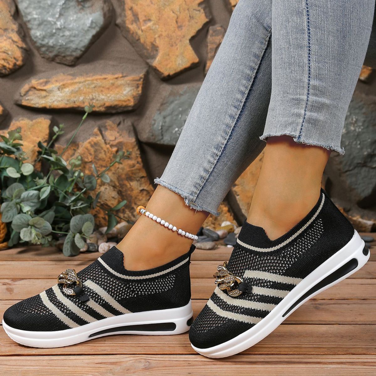 Round Toe Mesh Slip-Ons