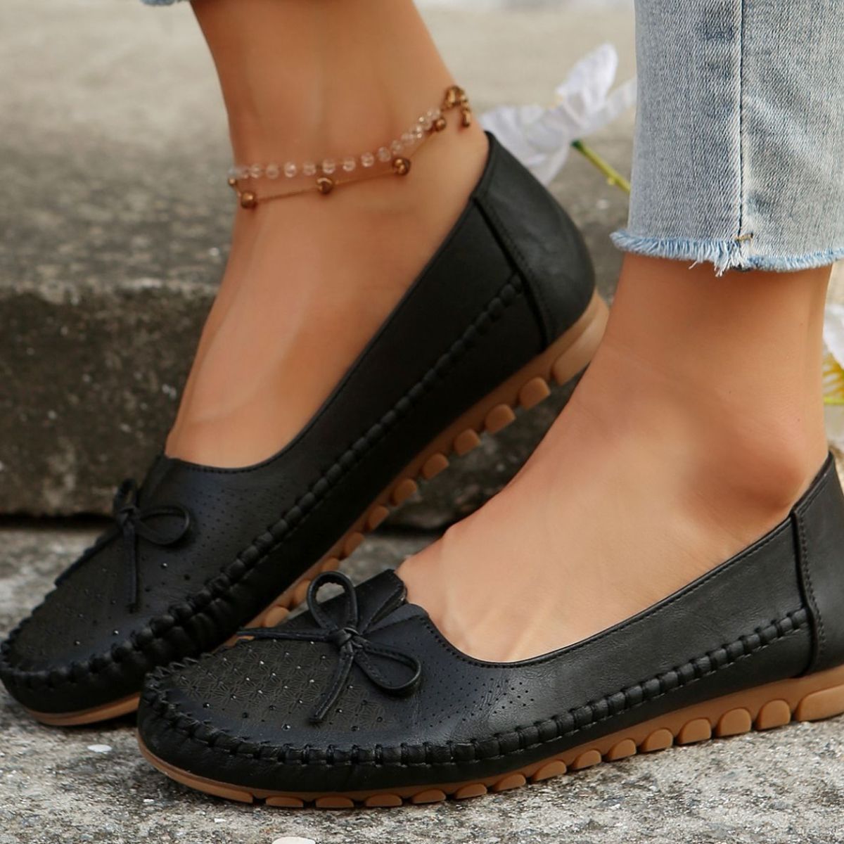Bow Round Toe Slip-Ons