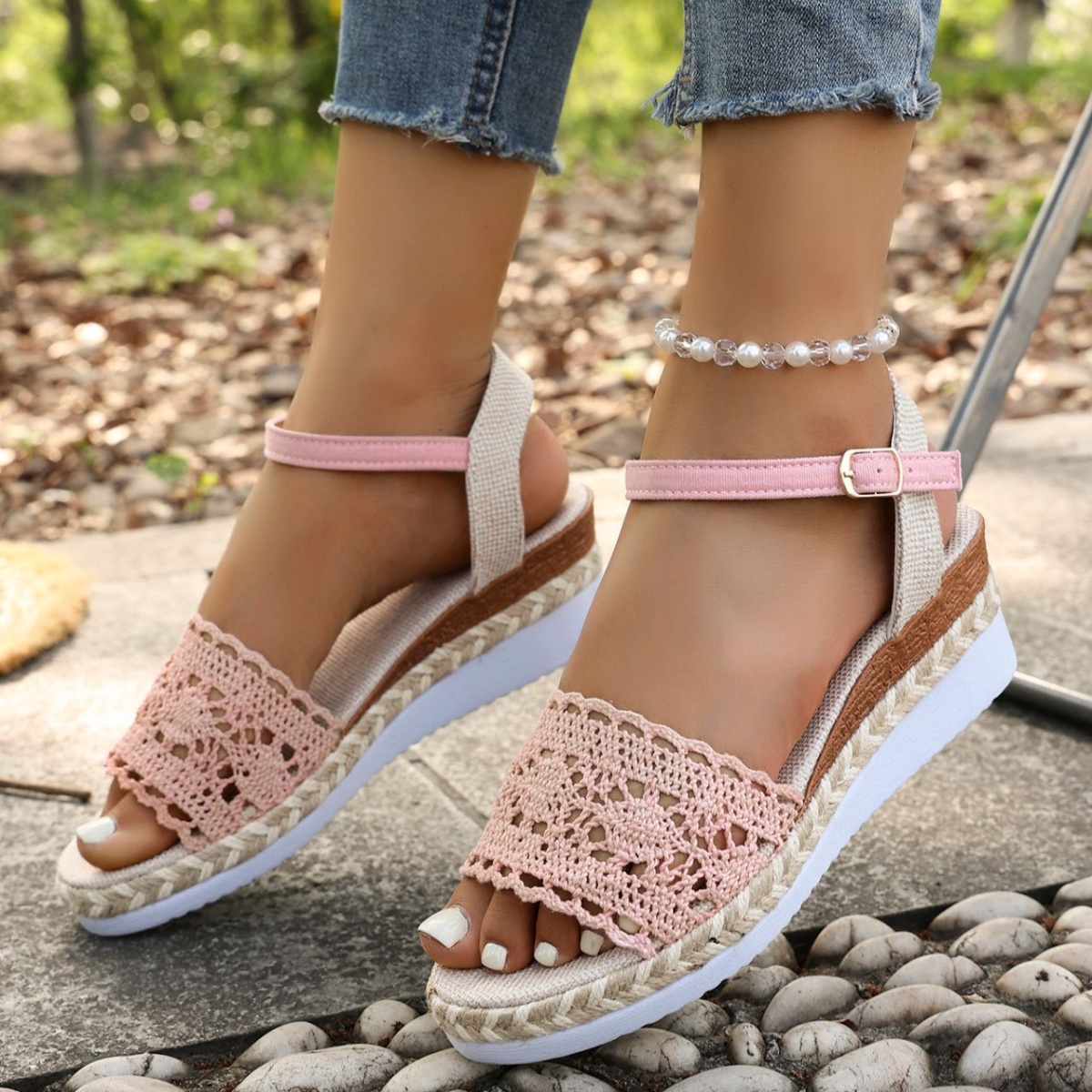 Crochet Espadrille Platform Sandals