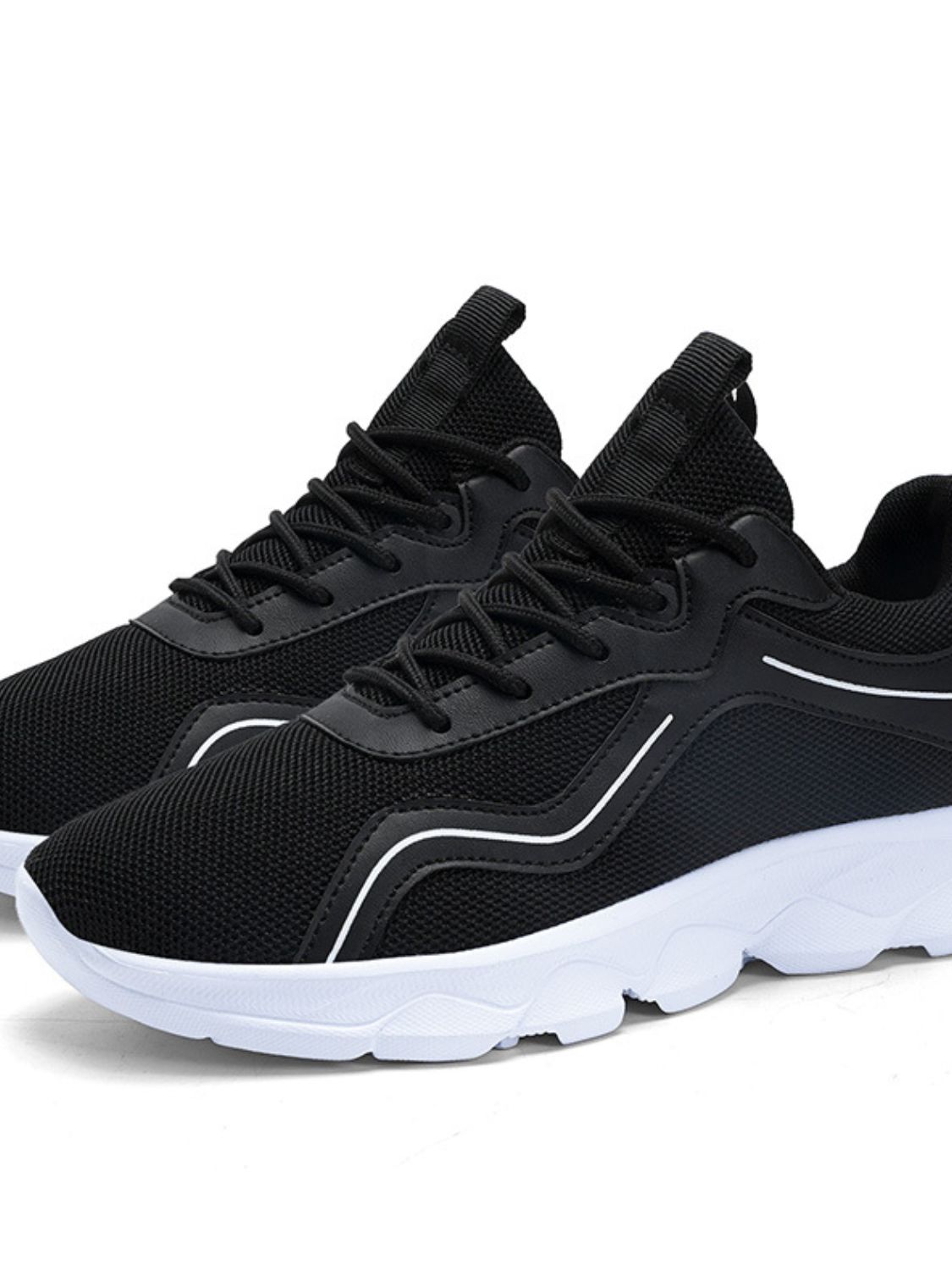 Lace Up Mesh Round Toe Platform Athletic