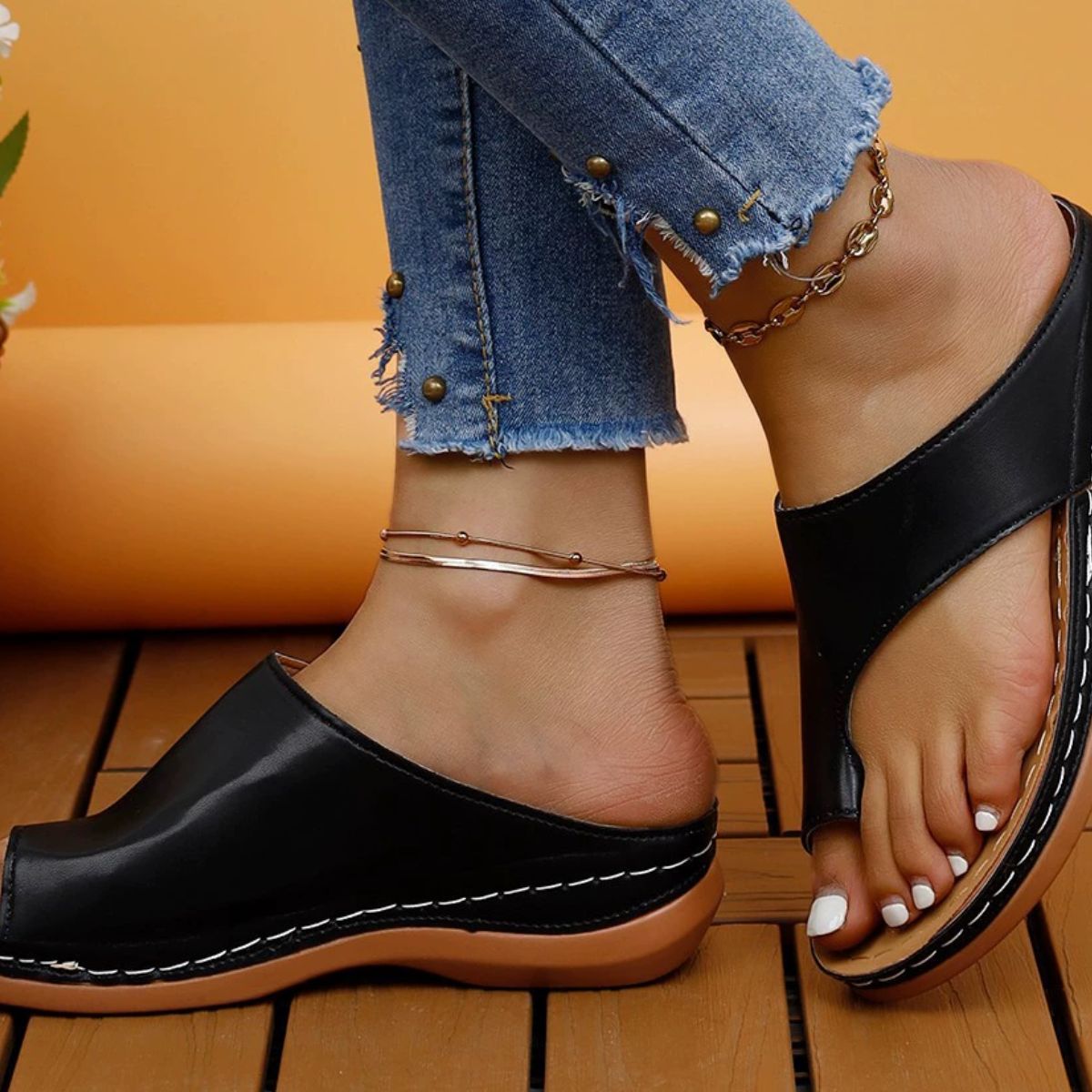 Toe Post Wedge Sandals