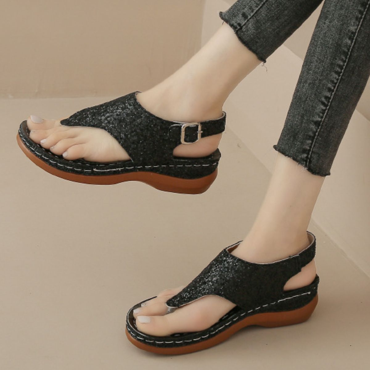 Toe Post Wedge Sandals