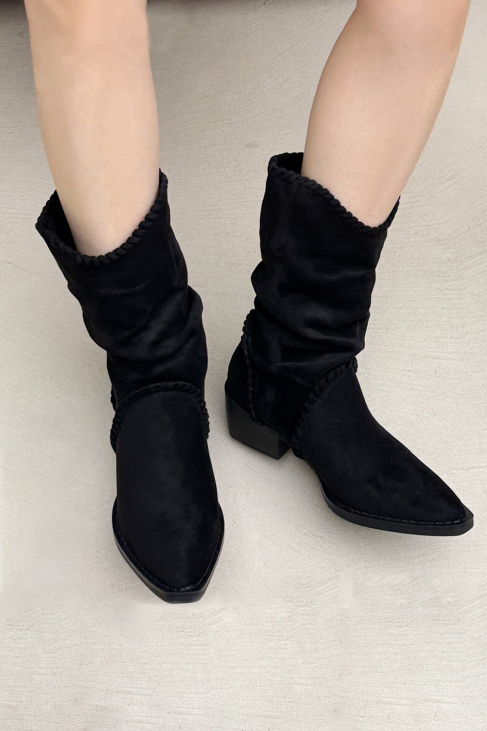 Point Toe Block Heels Boots