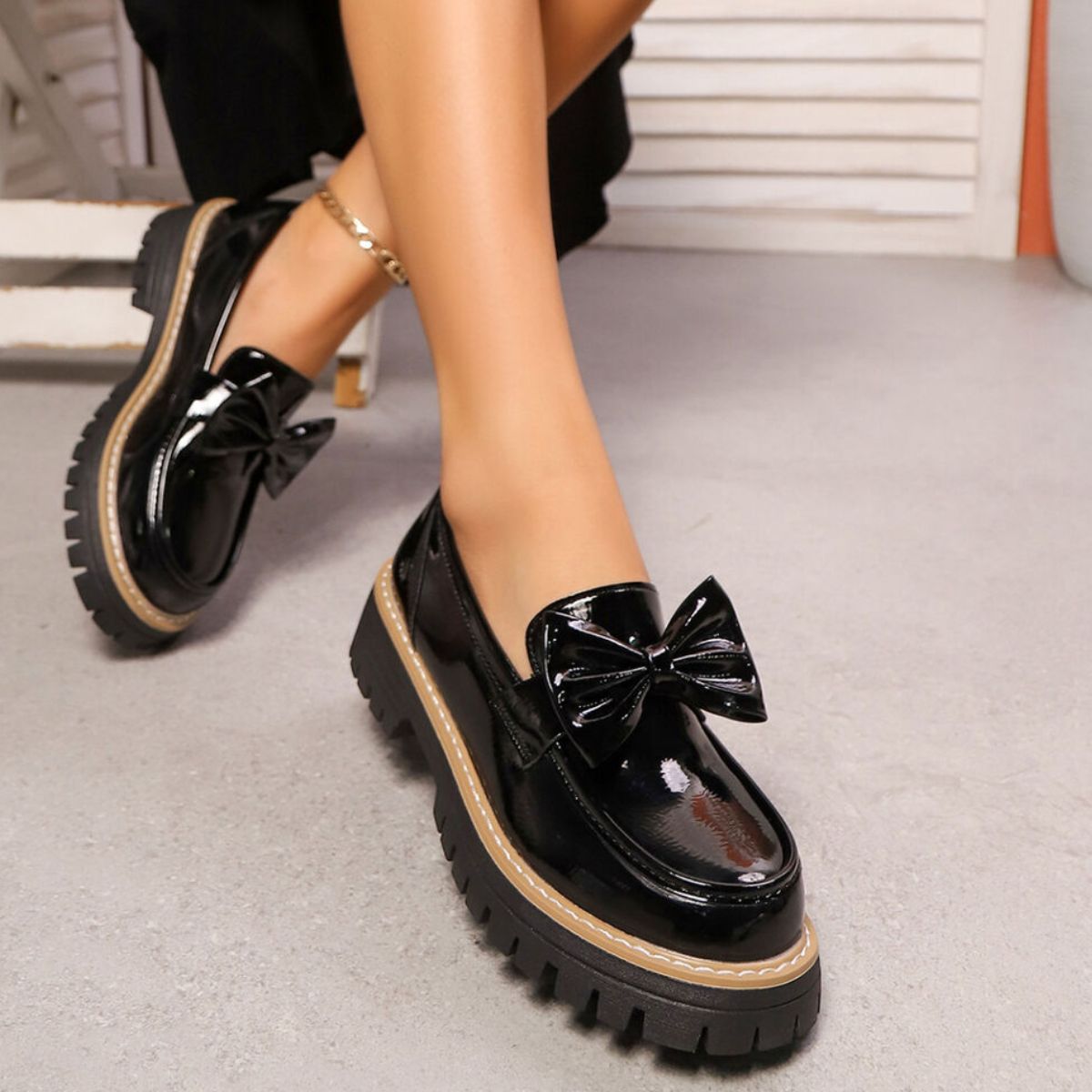 Bow Decor Chunky Loafers