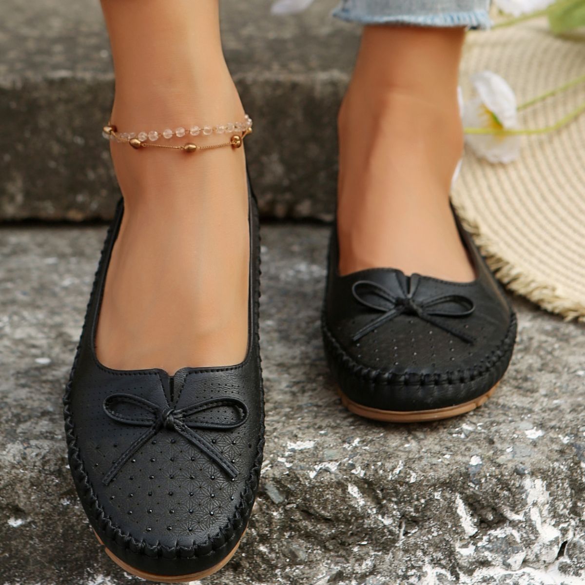 Bow Round Toe Slip-Ons