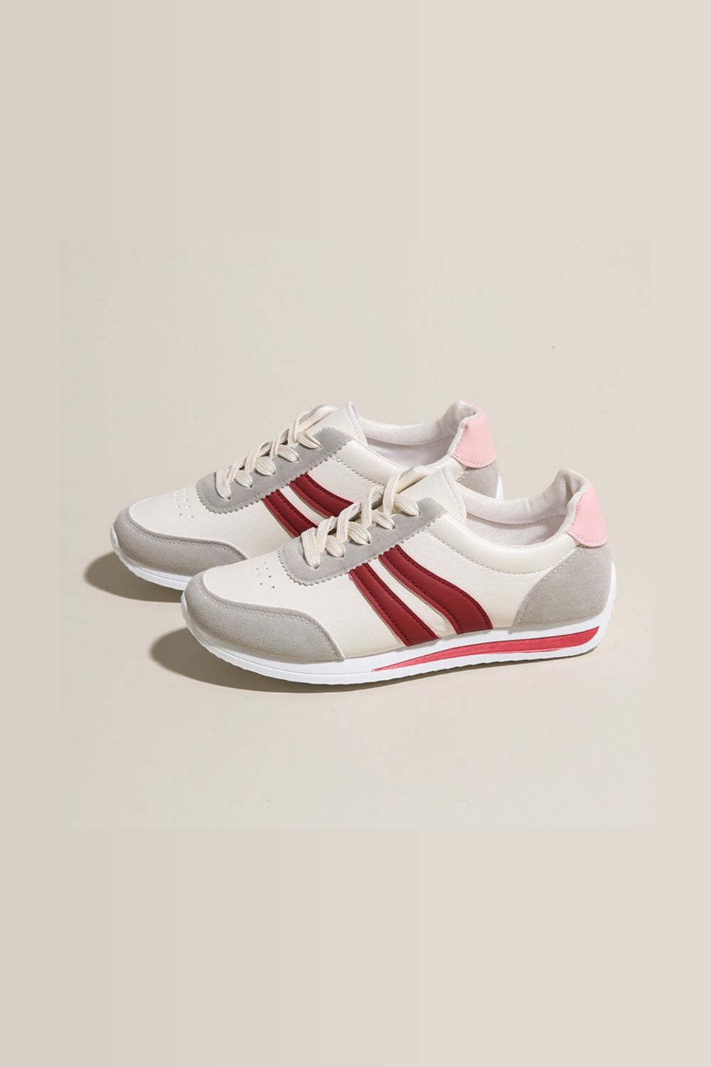 Lace Up Contrast Round Toe Flats Sneakers