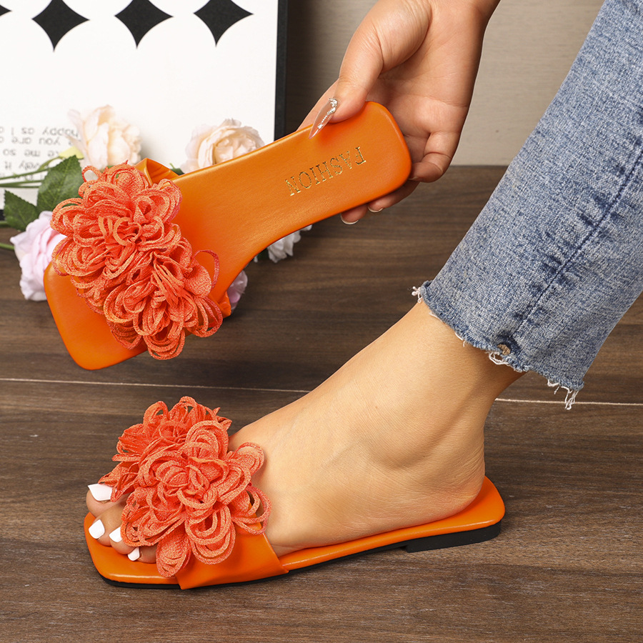 Floral Embellished Flat Sandals