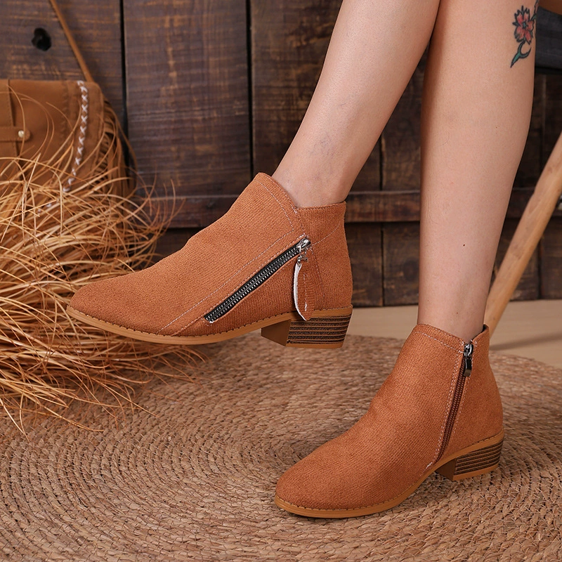 Point Toe Block Heels Boots