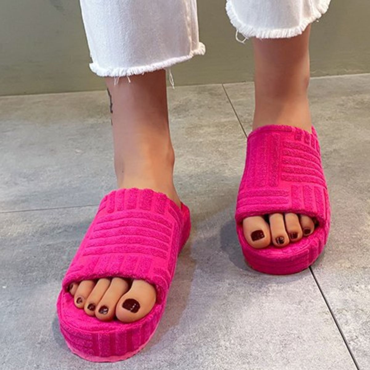Open-Toe Platform Slippers