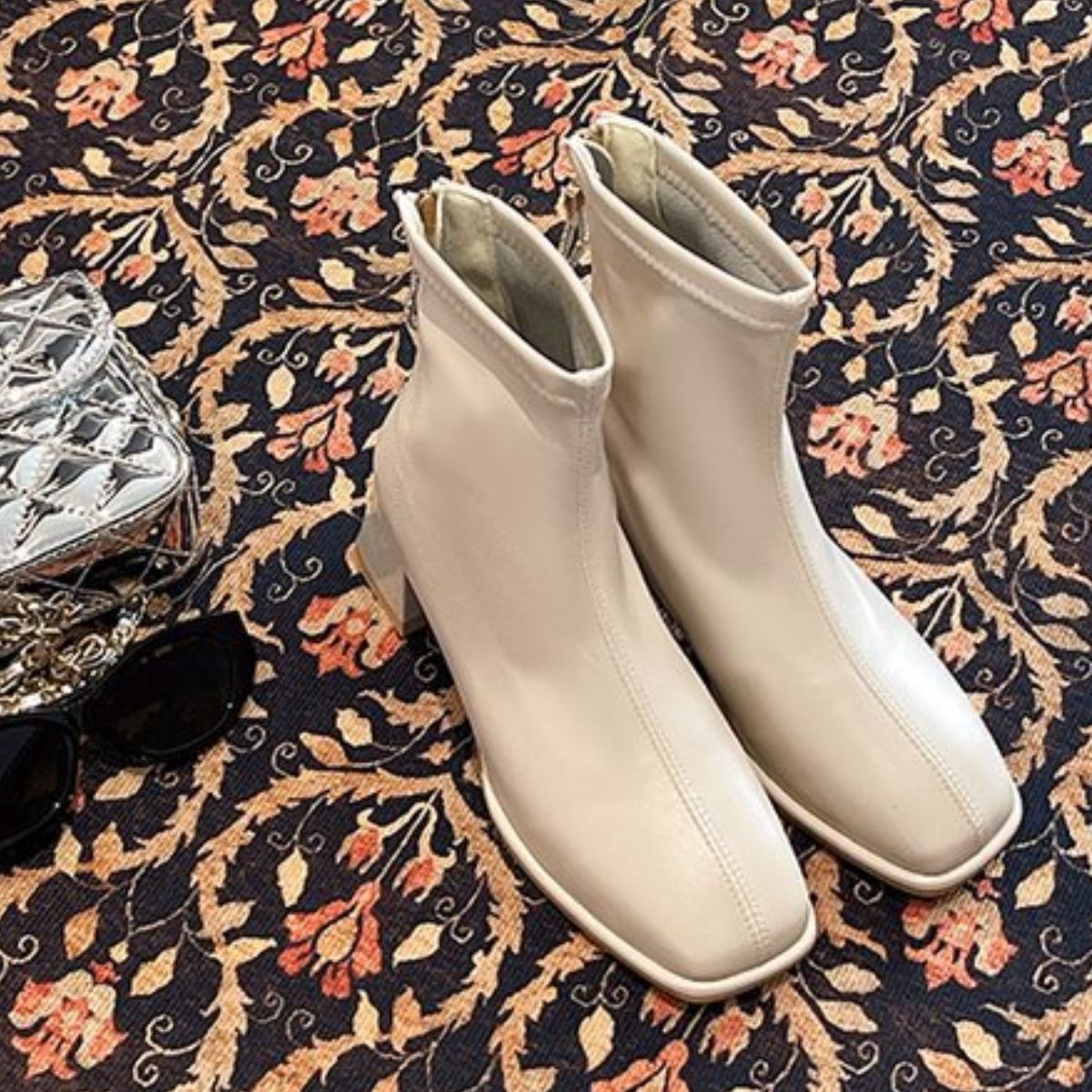 Square Toe Block Heels Boots