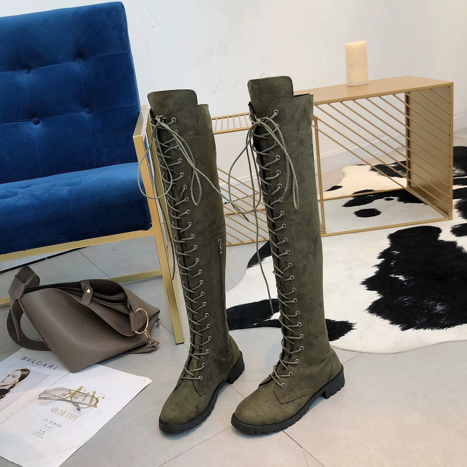 Lace-Up Over-the-Knee Boots
