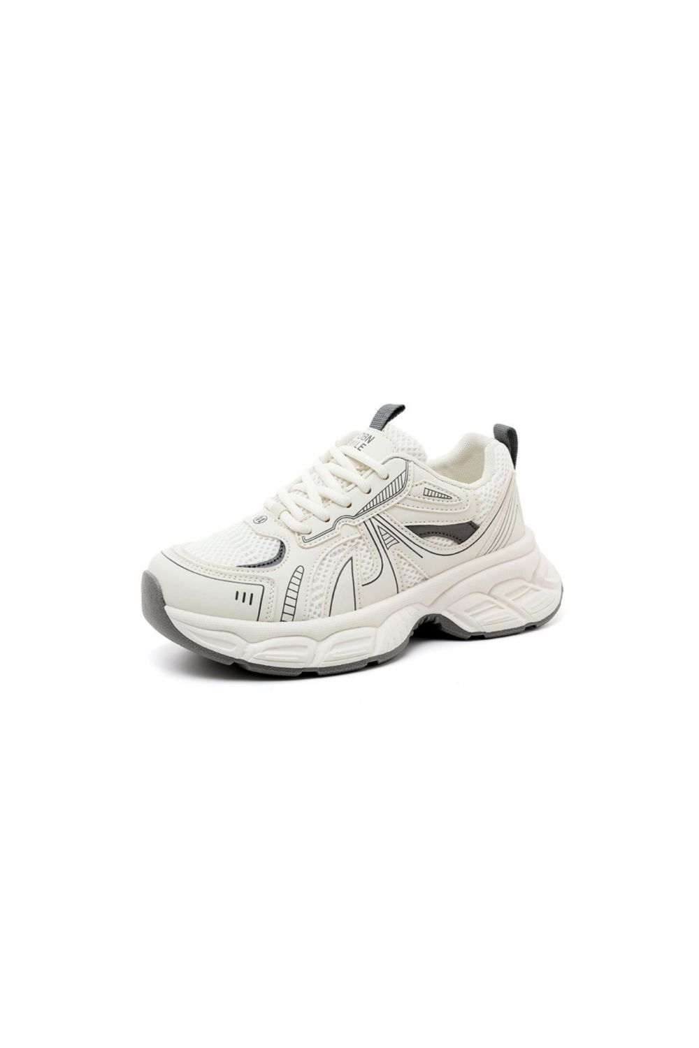 Mesh Lace Up Round Toe Platform Athletic