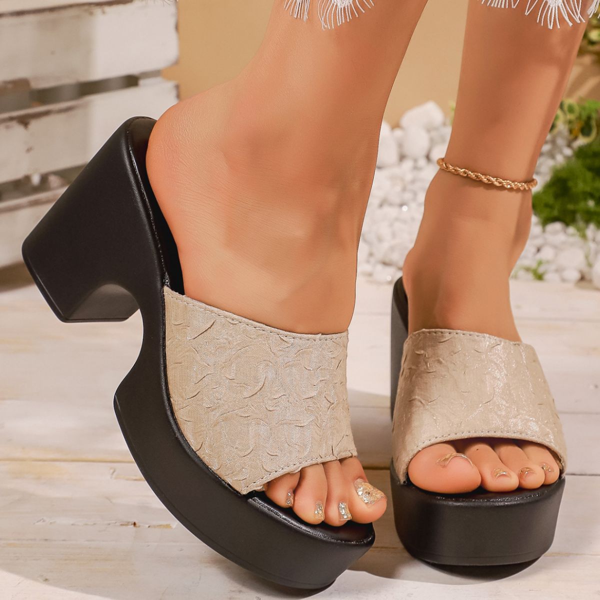 Open Toe Block Heel Sandals